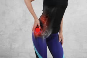 Woman with hip joint pain.